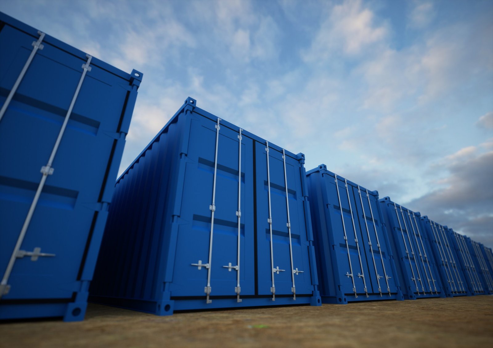 Blue,Cargo,Containers,In,The,Row